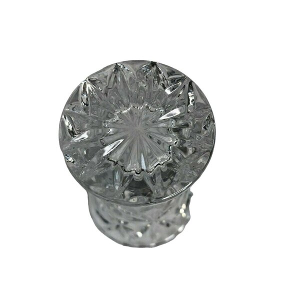 Vintage Clear Crystal Bud Vase With Starburst Design 4 in Tall - Picture 4 of 6